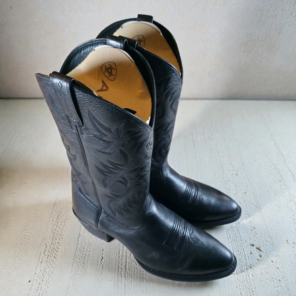 Ariat Mens 15 D‎ Heritage Western Cowboy Boots Triple Black Deertan 34770 New